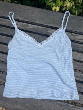 SOLD ‼️Brandy Melville Lace-Trim Striped Cami Tank Top